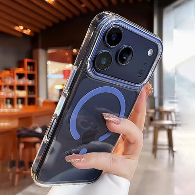 Luxury Crystal Clear Magnetic For Magsafe Case For iPhone 17 16 15 14 Plus 13 Pro Max Wireless Charging Shockproof Cover