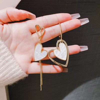 2PC Women's Fashion Style Silver Needle Asymmetric Heart shaped Earrings Jewelry Suitable for Date, Party, Festival Gifts