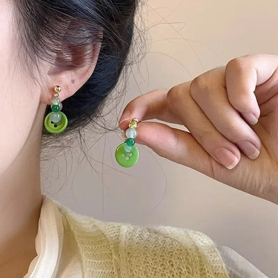 New Chinese Style Versatile Retro Earrings Long Tassel Horse Face Skirt Cheongsam Fashionable Temperament Accessories for Women