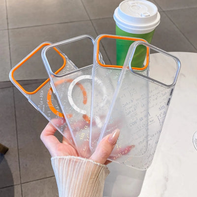 For 17 Pro Max Ice Fog Anti Slip Magnetic Translucent Phone Case for iPhone 16 15 14 Pro Max 17Pro Magsafe Formula Pattern Cover