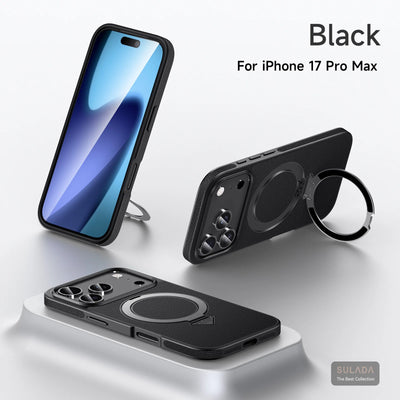 Business Genuine Leather Magnetic For Magsafe Case For iPhone 17 16 Plus 15 Pro Max Bracket Antidrop Shockproof Funda Cover