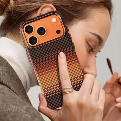 Business Carbon Fiber Inside for Magsafe PC Case for iPhone 17 16 Pro Max Wireless Charging Metal Lens Protect Hard Armor Cover