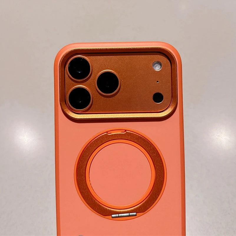 Business 360 Rotate Magsafe Bracket Case for iPhone 17 Pro Max 17Pro iPhone17 ProMax Pure Color PC Stand Holder Shockproof Cover