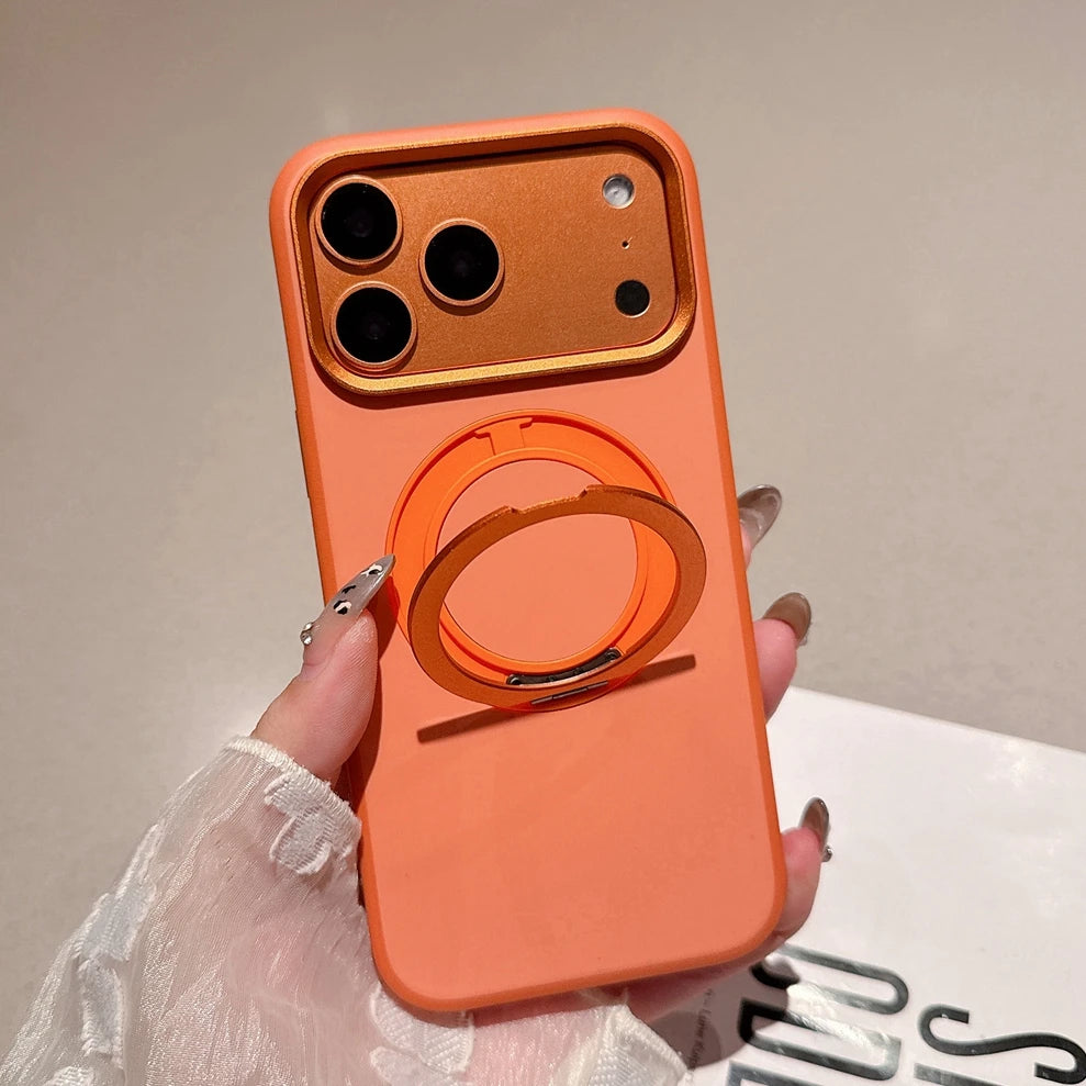 Business 360 Rotate Magsafe Bracket Case for iPhone 17 Pro Max 17Pro iPhone17 ProMax Pure Color PC Stand Holder Shockproof Cover