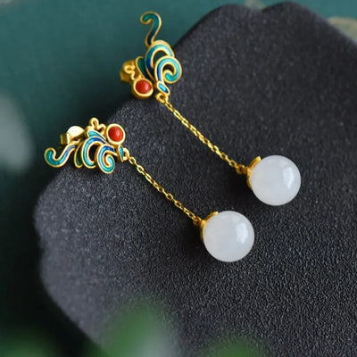 New Chinese Style Versatile Retro Earrings Long Tassel Horse Face Skirt Cheongsam Fashionable Temperament Accessories for Women