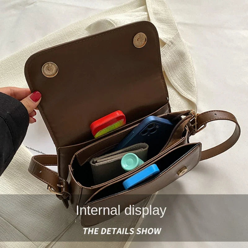 Advanced Texture Retro Small Saddle Bag Women 2024 New Popular All-Match Messenger Bag Fashion Underarm Bags Square Sling Bag