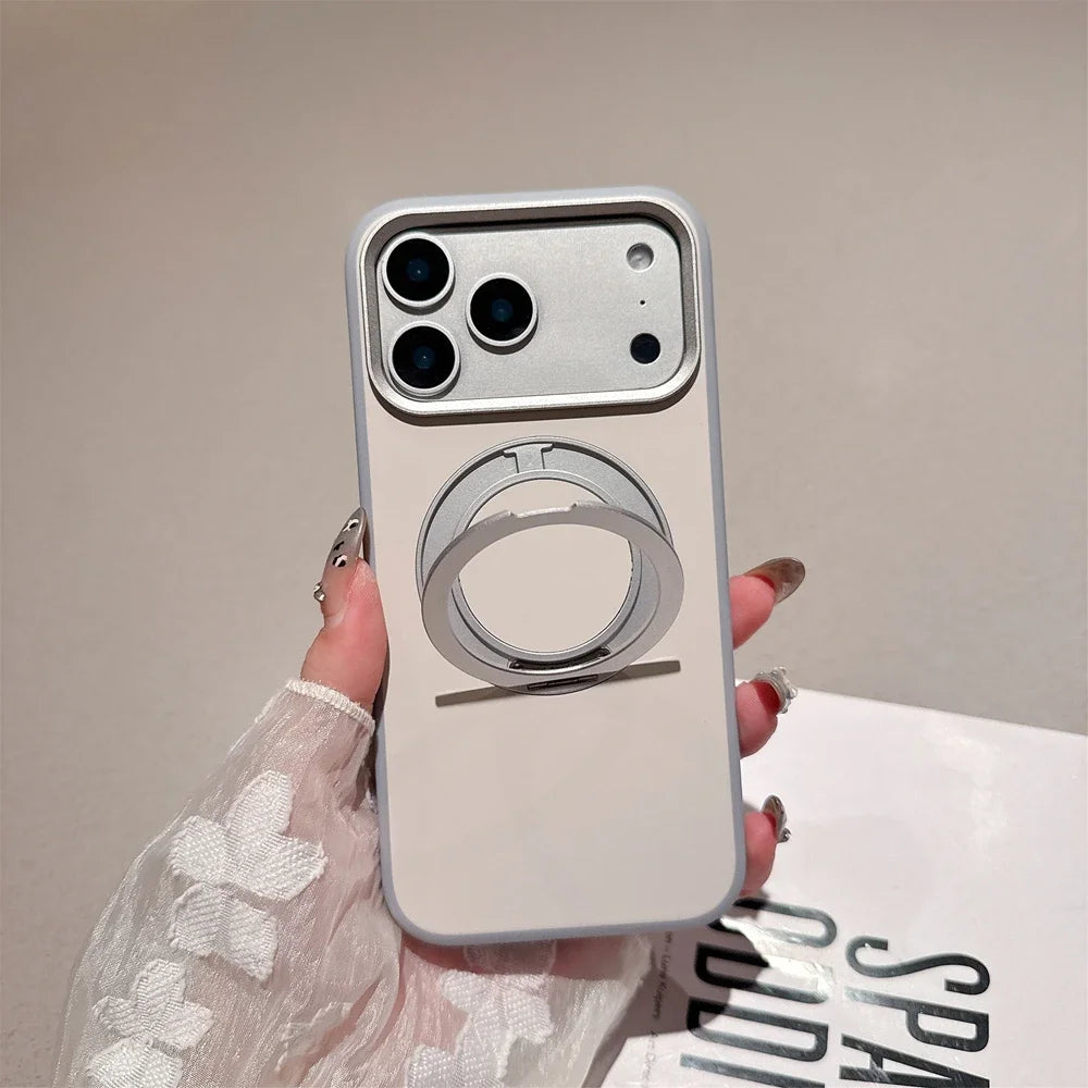 Business 360 Rotate Magsafe Bracket Case for iPhone 17 Pro Max 17Pro iPhone17 ProMax Pure Color PC Stand Holder Shockproof Cover