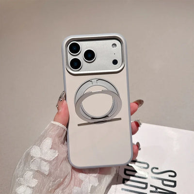 Business 360 Rotate Magsafe Bracket Case for iPhone 17 Pro Max 17Pro iPhone17 ProMax Pure Color PC Stand Holder Shockproof Cover