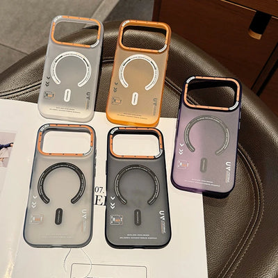 Frosted Translucent Magnetic Case For iPhone 17 Pro Max 16 15 14 13 12 Pro Max 17Air For Magsafe Shockproof Soft-Edged Cover