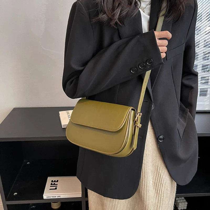 Advanced Texture Retro Small Saddle Bag Women 2024 New Popular All-Match Messenger Bag Fashion Underarm Bags Square Sling Bag