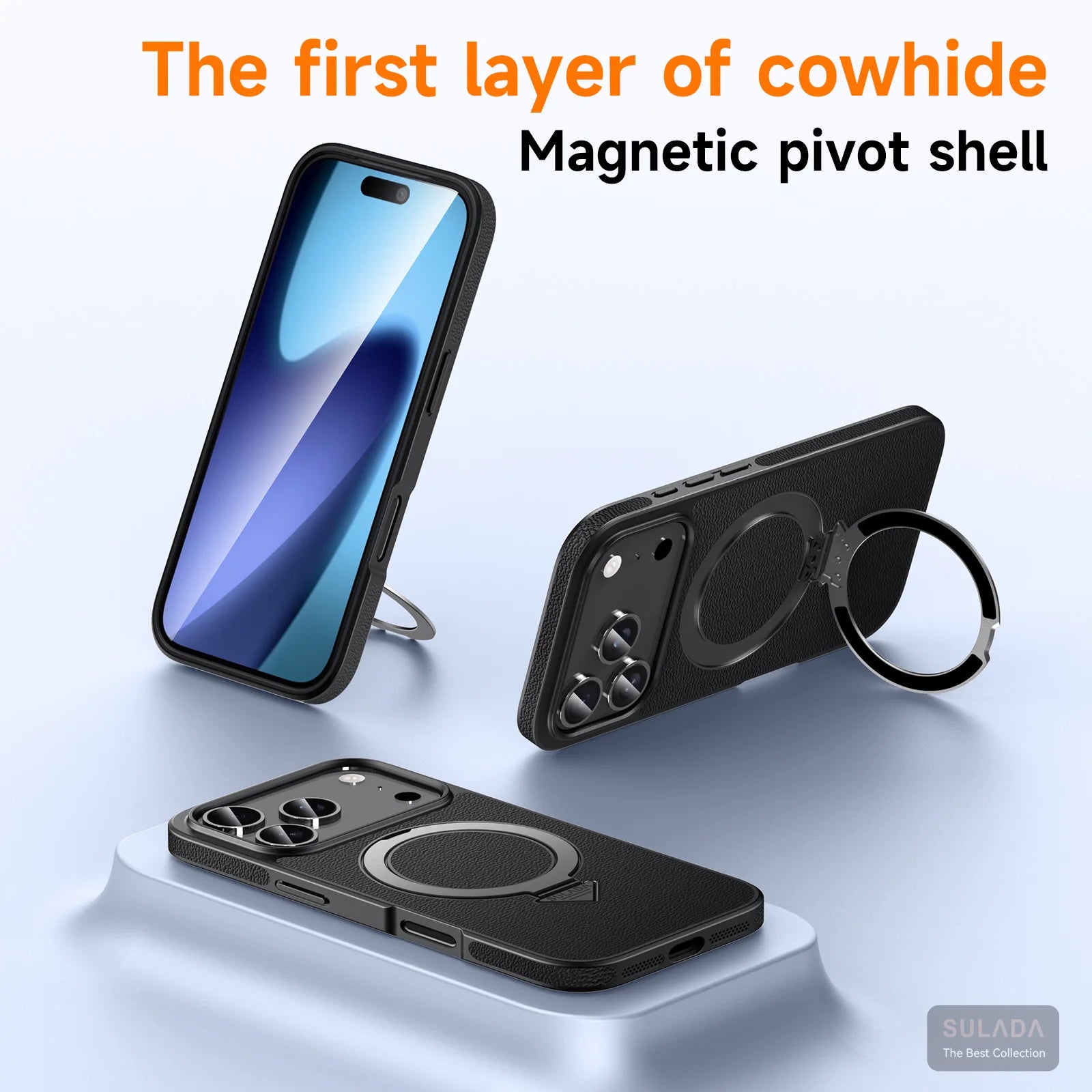 Business Genuine Leather Magnetic For Magsafe Case For iPhone 17 16 Plus 15 Pro Max Bracket Antidrop Shockproof Funda Cover