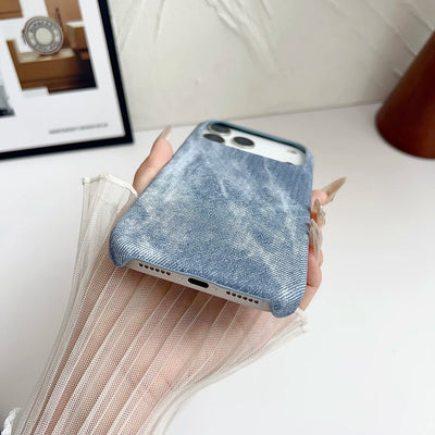 Washed Denim Jeans Magnetic For Magsafe Case For iPhone 17 Air 16 15 13 14 12 Pro Max Plus Shockproof Borderless Cooling Cover