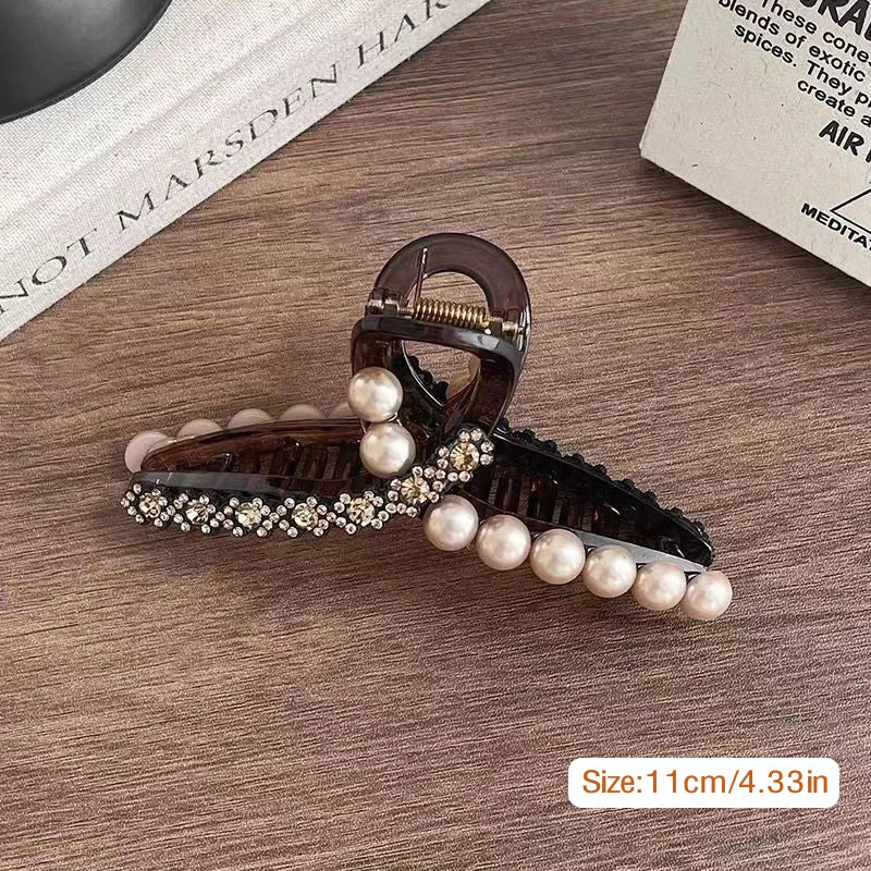 3Sizes Fashion Shark Clip Pearl Rhinestone Hair Clips For Women Girls Hair Accessories Jewelry