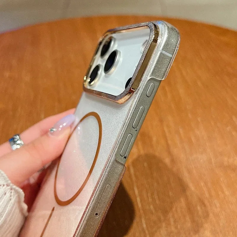 Slim Wireless Charging Magnetic For Magsafe Case For iPhone 17 Air 16 15 14 Plus 13 12 11 Pro Max Gradient Glitter Bling Cover