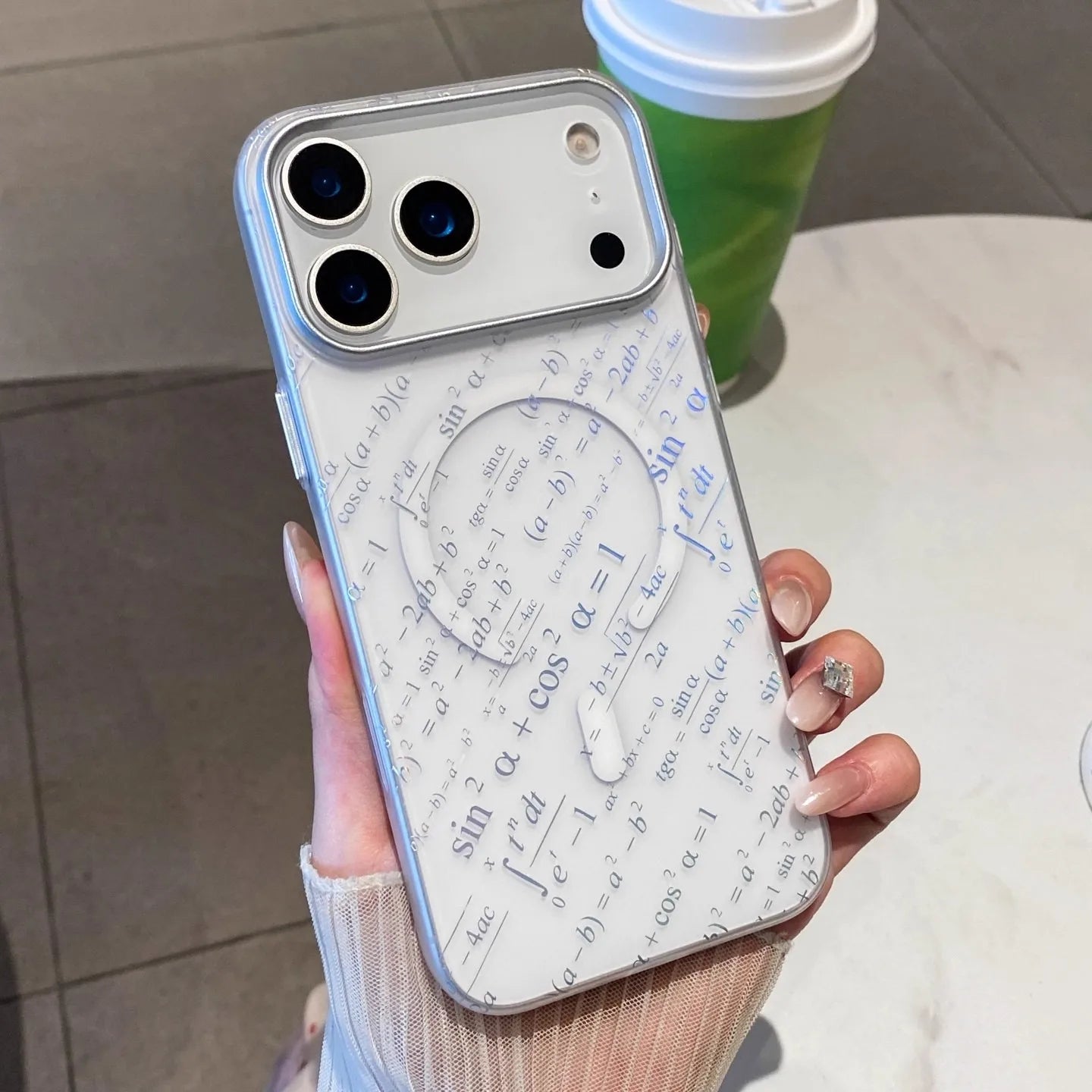 For 17 Pro Max Ice Fog Anti Slip Magnetic Translucent Phone Case for iPhone 16 15 14 Pro Max 17Pro Magsafe Formula Pattern Cover