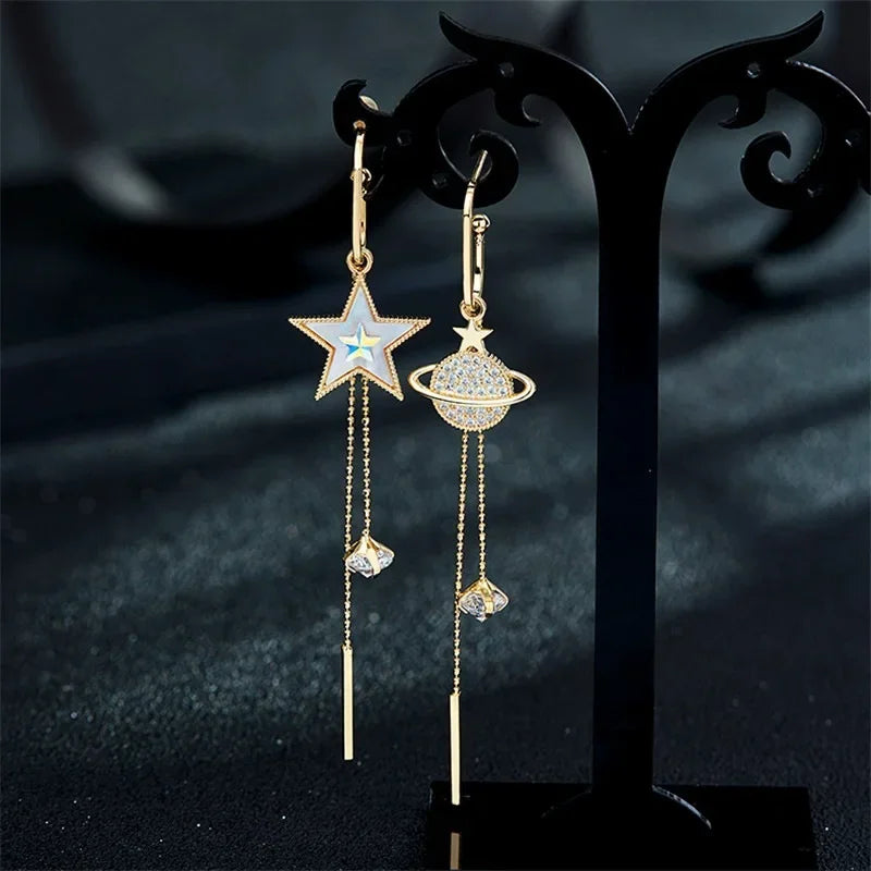 2PC Women's Fashion Style Silver Needle Asymmetric Heart shaped Earrings Jewelry Suitable for Date, Party, Festival Gifts