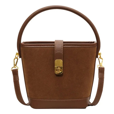 Fashionable Retro Bucket Handbag Women's Crossbody Bag Matte Finish Versatile Autumn New Style Small Bag Popular This Year