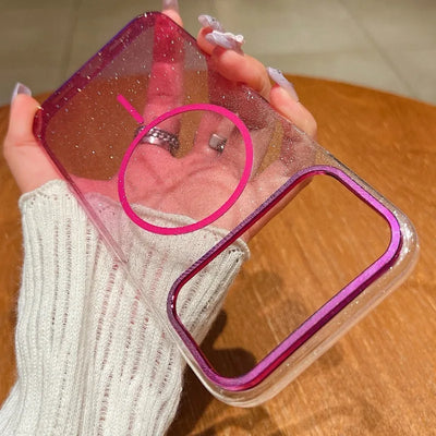 Slim Wireless Charging Magnetic For Magsafe Case For iPhone 17 Air 16 15 14 Plus 13 12 11 Pro Max Gradient Glitter Bling Cover