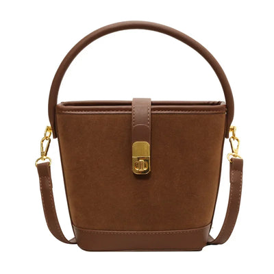 Fashionable Retro Bucket Handbag Women's Crossbody Bag Matte Finish Versatile Autumn New Style Small Bag Popular This Year