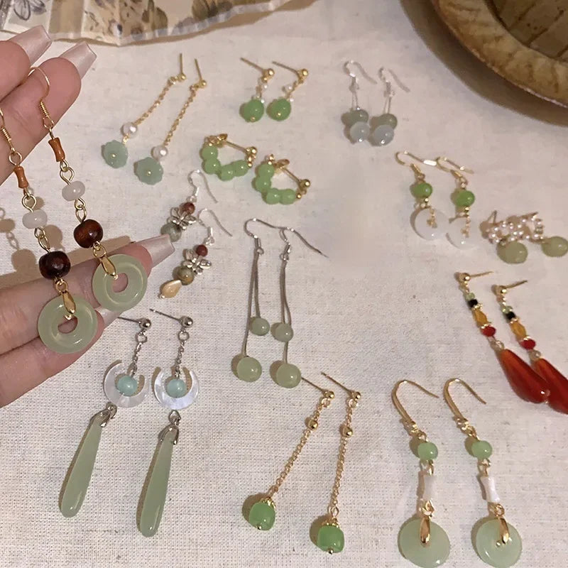 New Chinese Style Versatile Retro Earrings Long Tassel Horse Face Skirt Cheongsam Fashionable Temperament Accessories for Women