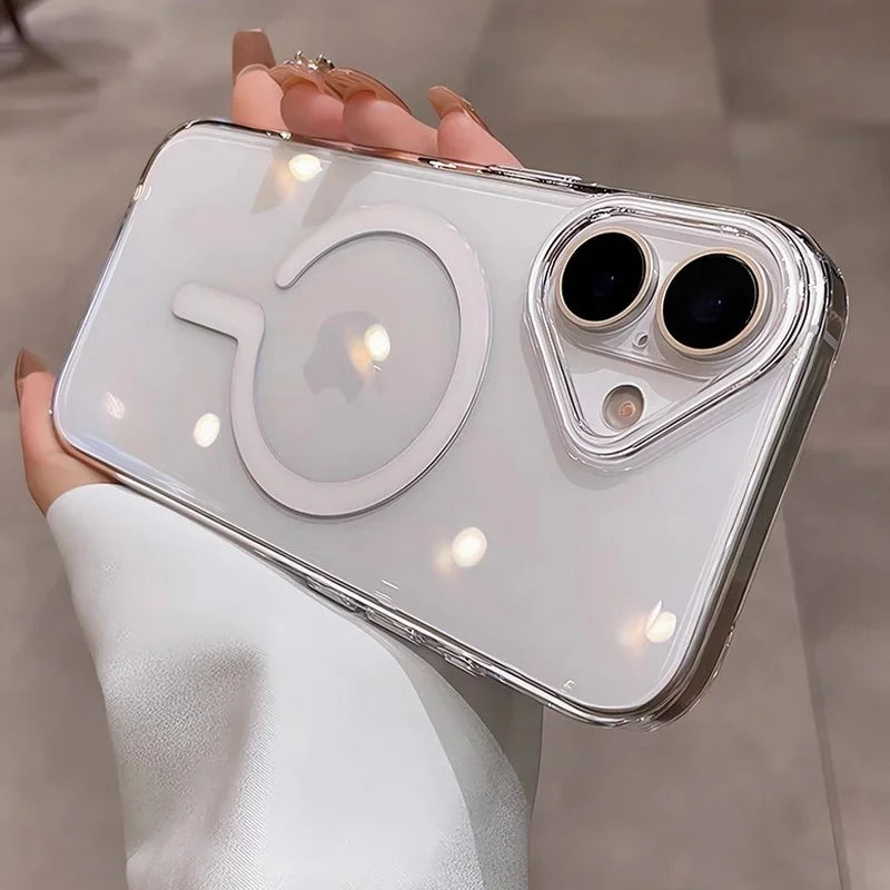 Luxury Crystal Clear Magnetic For Magsafe Case For iPhone 17 16 15 14 Plus 13 Pro Max Wireless Charging Shockproof Cover