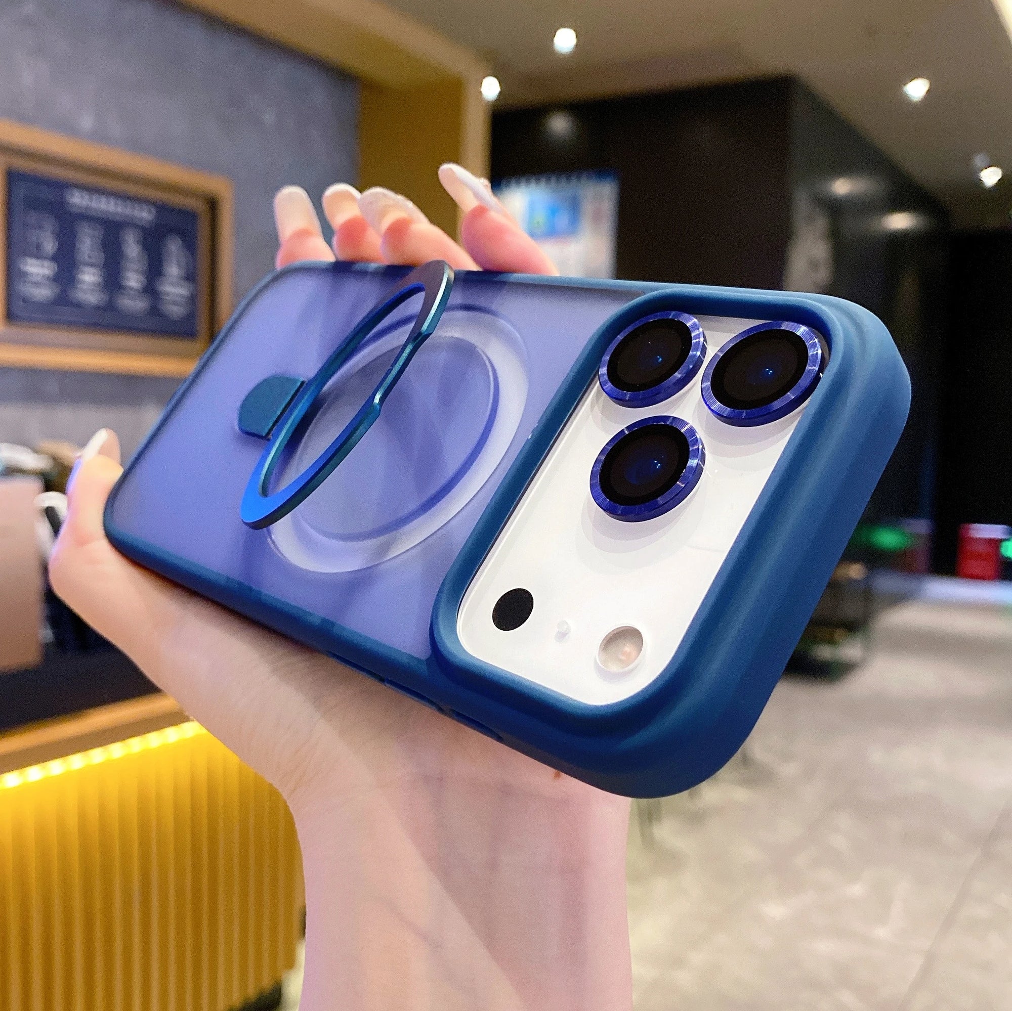 Luxury Magnetic Shockproof Case For iPhone 17Air 16 15 14 Plus 13 12 11 17 Pro Max For Magsafe Stand Glass Lens Protector Cover