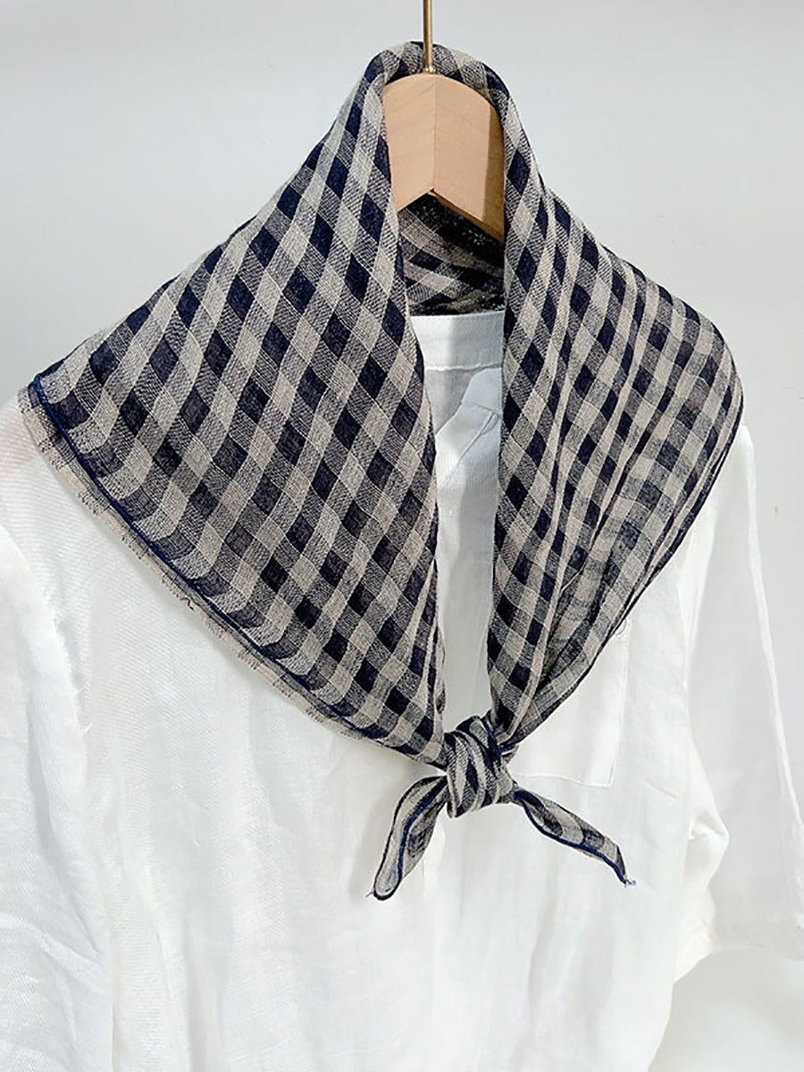 Women Casual Vintage Plaid Stripe Square Scarf