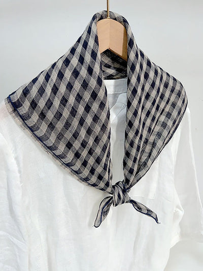 Women Casual Vintage Plaid Stripe Square Scarf