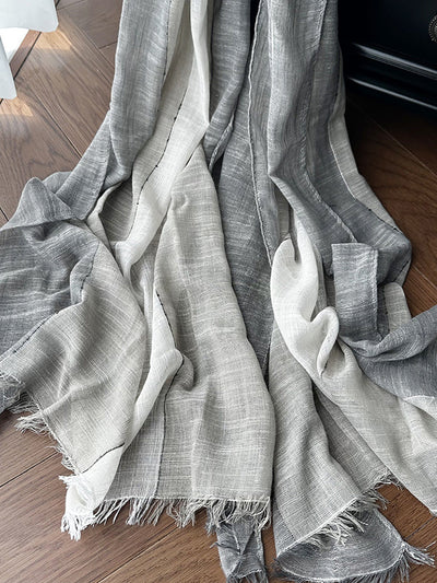 Women Summer Artsy Colorblock Cotton Tassel Scarf