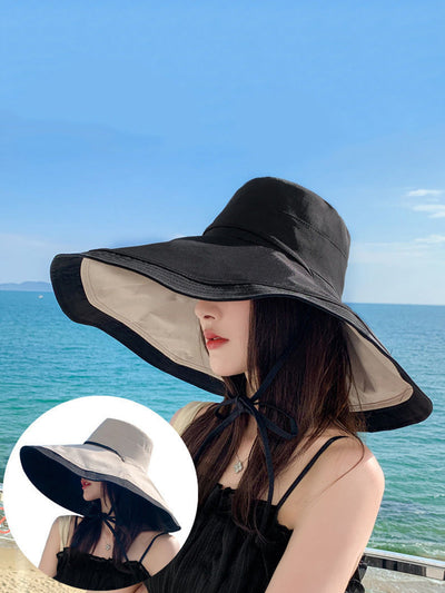 Women Casual Large Brim Dual-side Wearing Sunproof Hat
