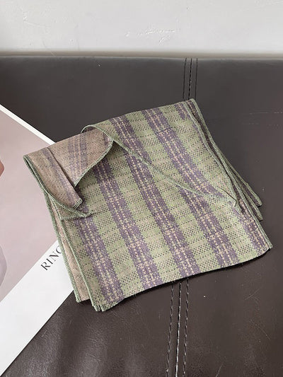 Women Vintage Plaid Dot Hair Band Scarf
