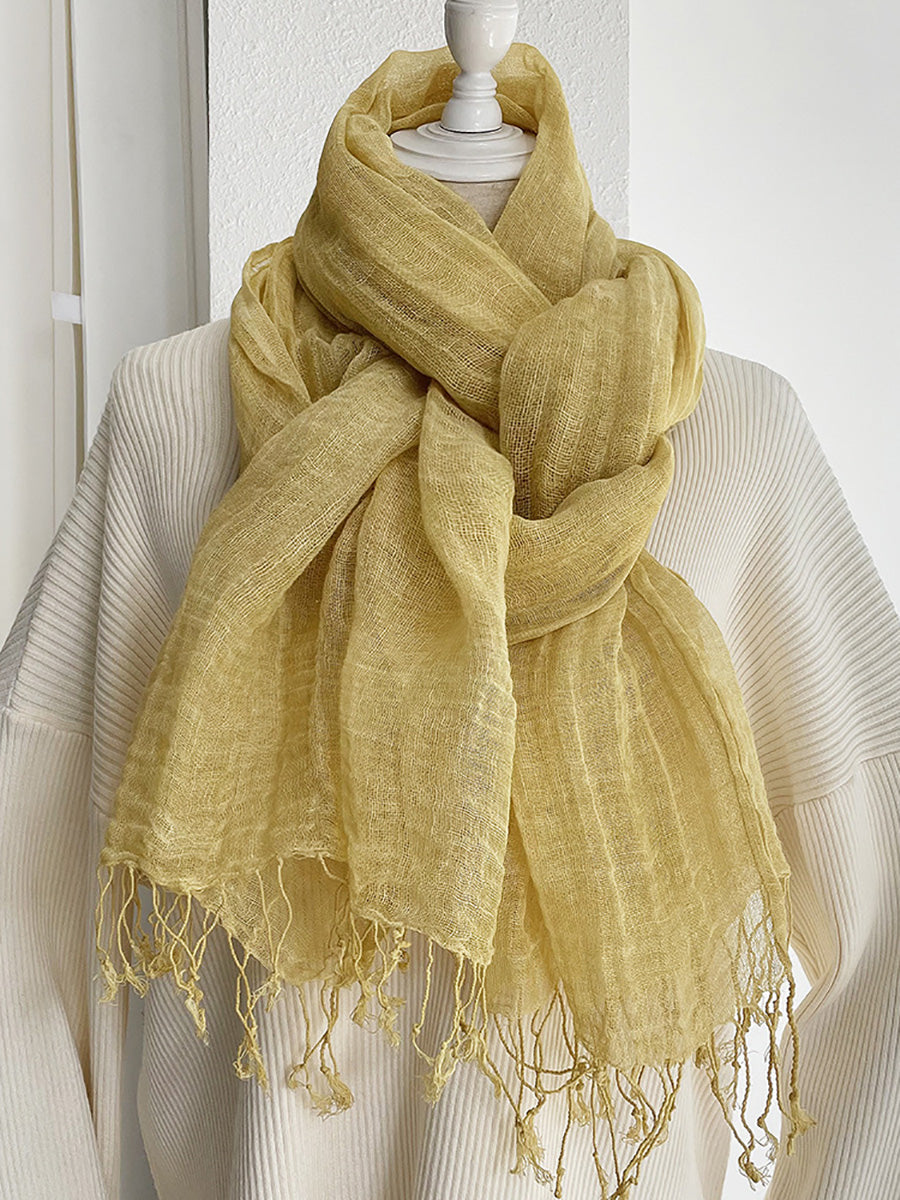 Women Vintage Summer Linen Shawl Scarf