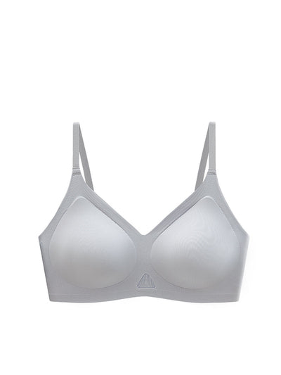 Women Artsy Pure Color Fixed Cup Satin Bra