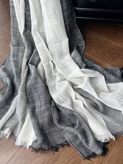 Women Summer Artsy Colorblock Cotton Tassel Scarf