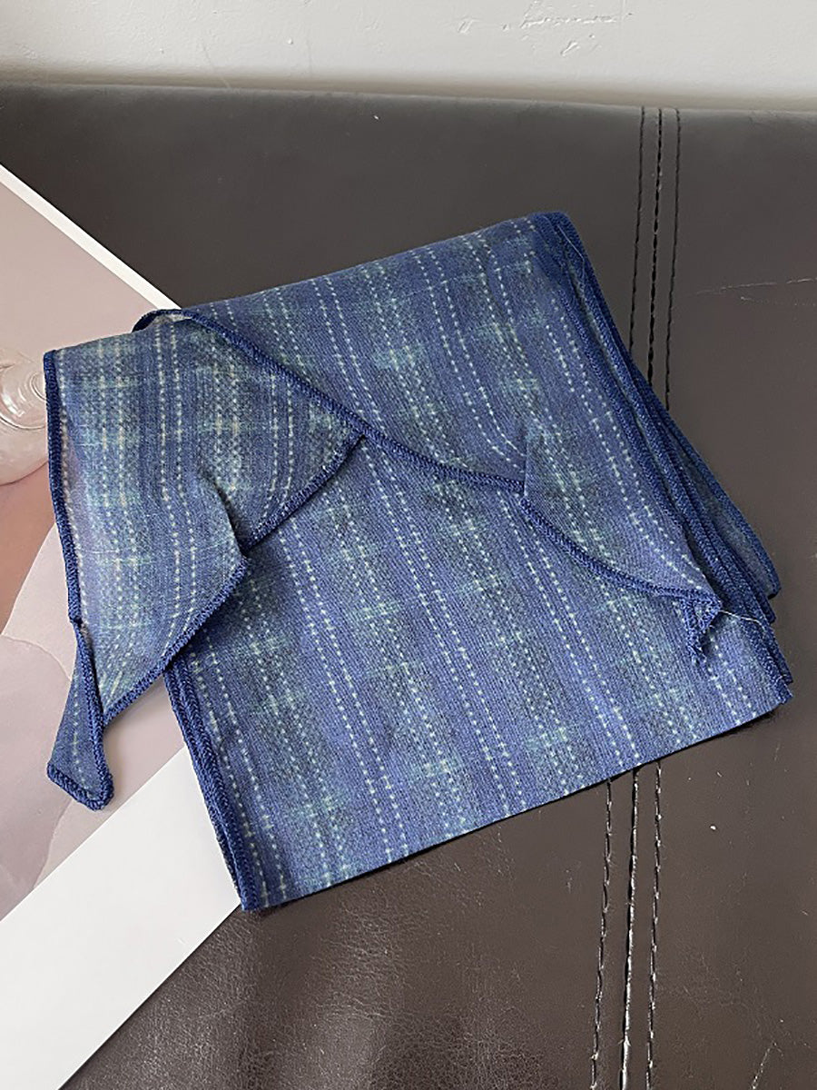 Women Vintage Plaid Dot Hair Band Scarf