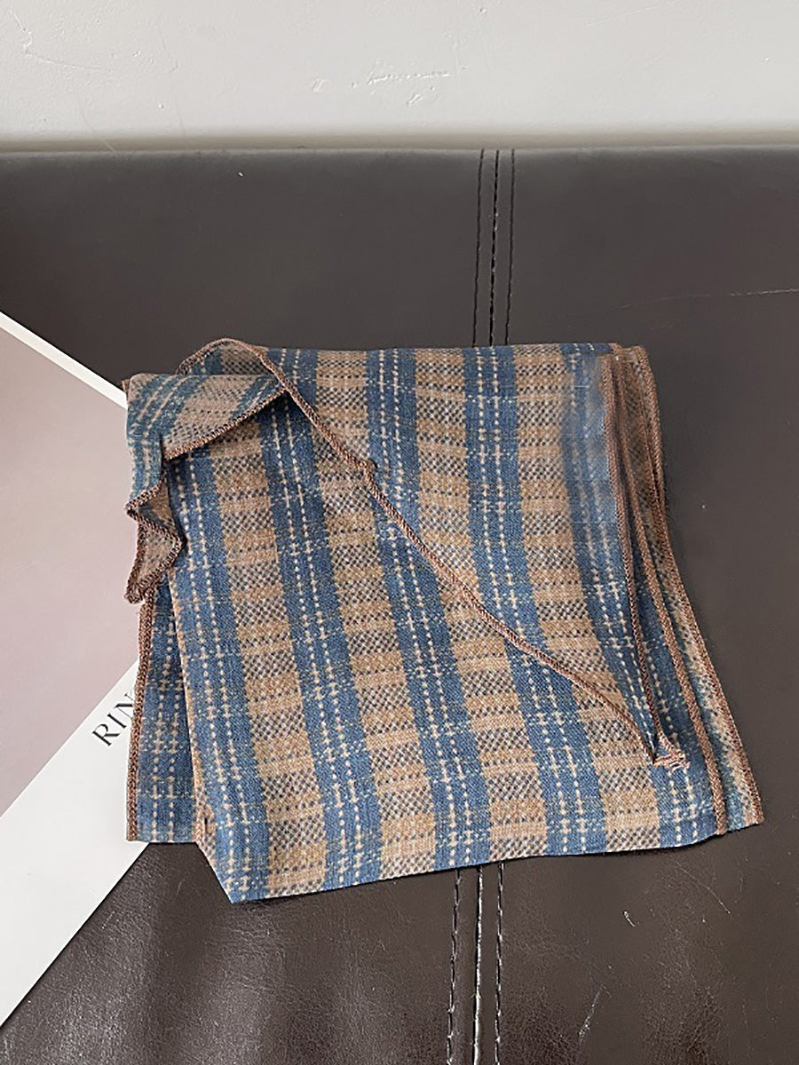 Women Vintage Plaid Dot Hair Band Scarf