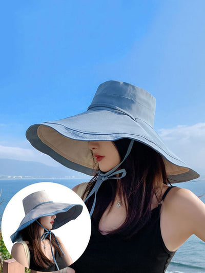 Women Casual Large Brim Dual-side Wearing Sunproof Hat