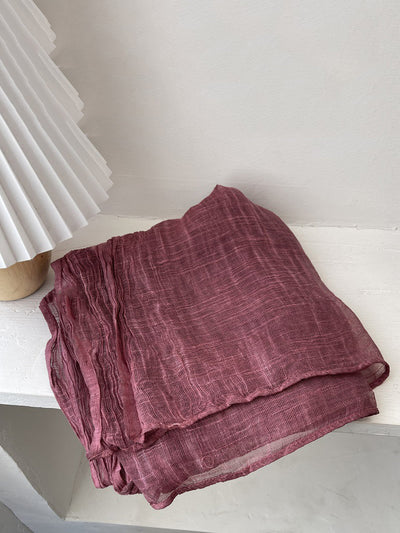 Women Artsy Pure Color Shirred Shawl Scarf