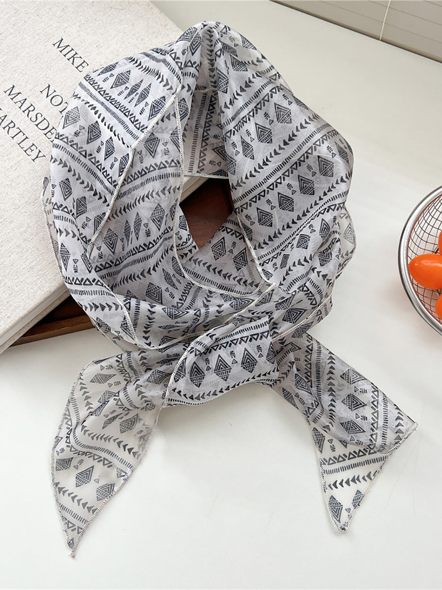 Women Thin Floral Triangle Scarf