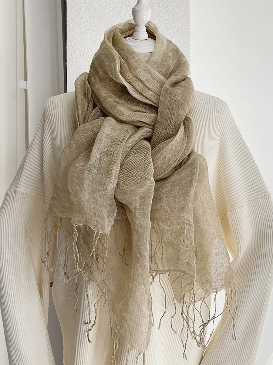 Women Vintage Summer Linen Shawl Scarf