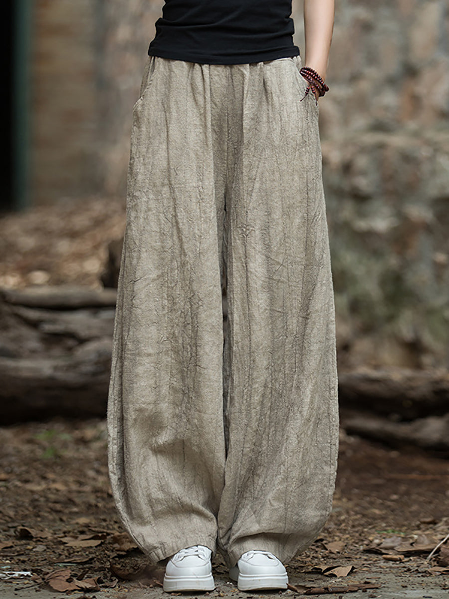 Plus Size Women Vintage Winter Tie-dye Fleece-lined Harem Pants