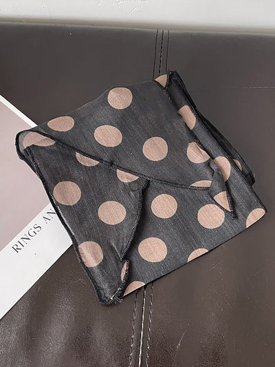 Women Vintage Plaid Dot Hair Band Scarf