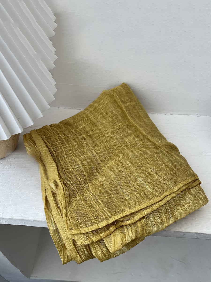 Women Artsy Pure Color Shirred Shawl Scarf