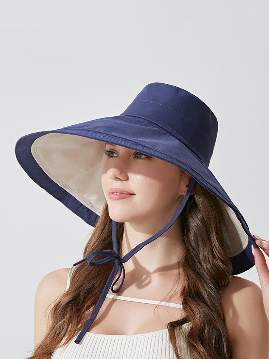 Women Casual Large Brim Dual-side Wearing Sunproof Hat