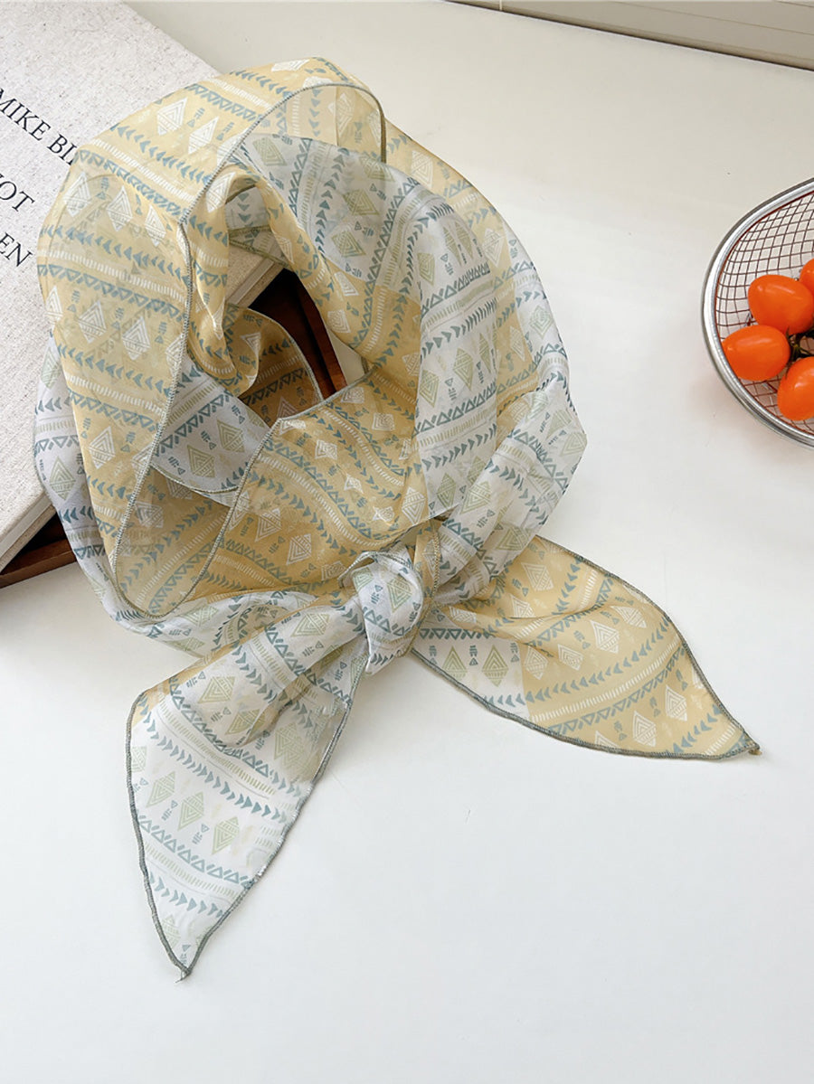 Women Thin Floral Triangle Scarf