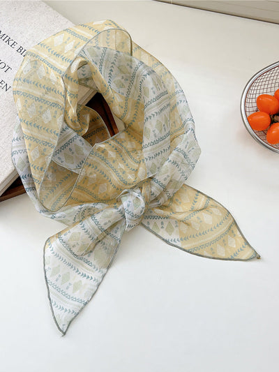 Women Thin Floral Triangle Scarf