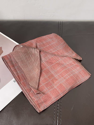 Women Vintage Plaid Dot Hair Band Scarf