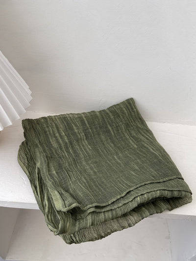 Women Artsy Pure Color Shirred Shawl Scarf