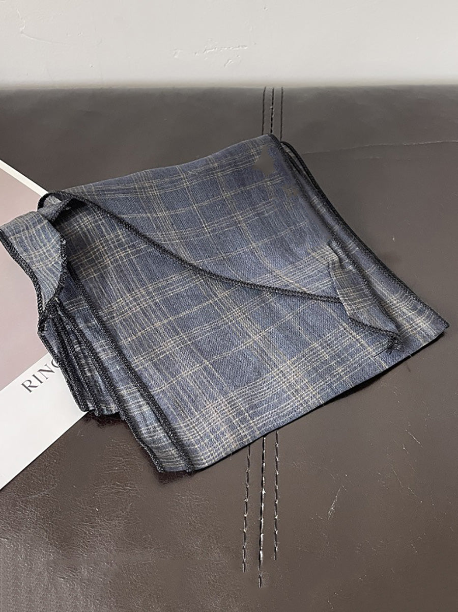 Women Vintage Plaid Dot Hair Band Scarf