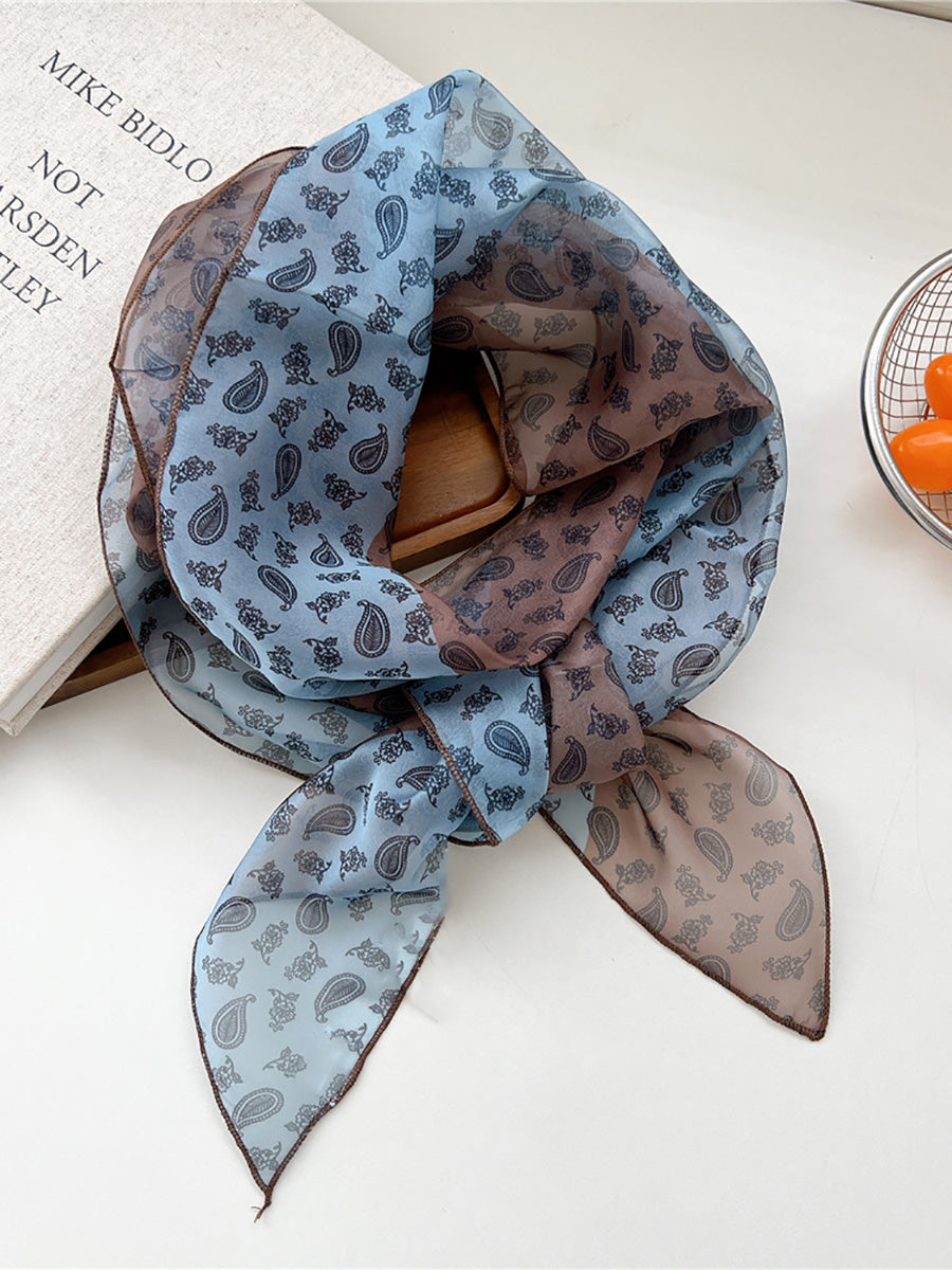 Women Thin Floral Triangle Scarf